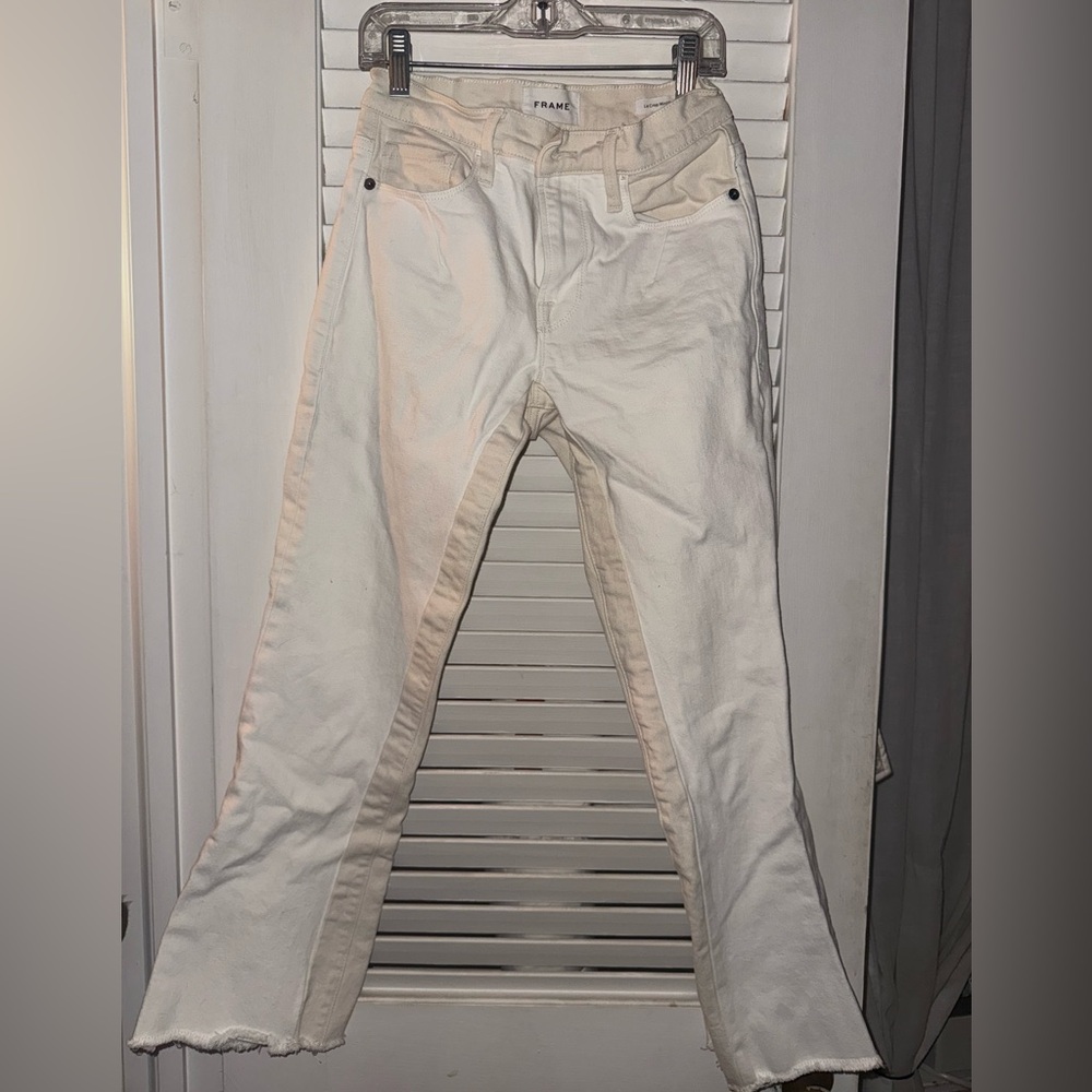 Frame Denim Cream Le Crop Mini Boot Jeans